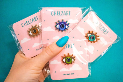 Eye Enamel Pin | Eyeball Gift Ideas | Colorful Evil Eye Pin