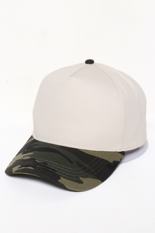 Camo Print Brim 5 Panel Caps