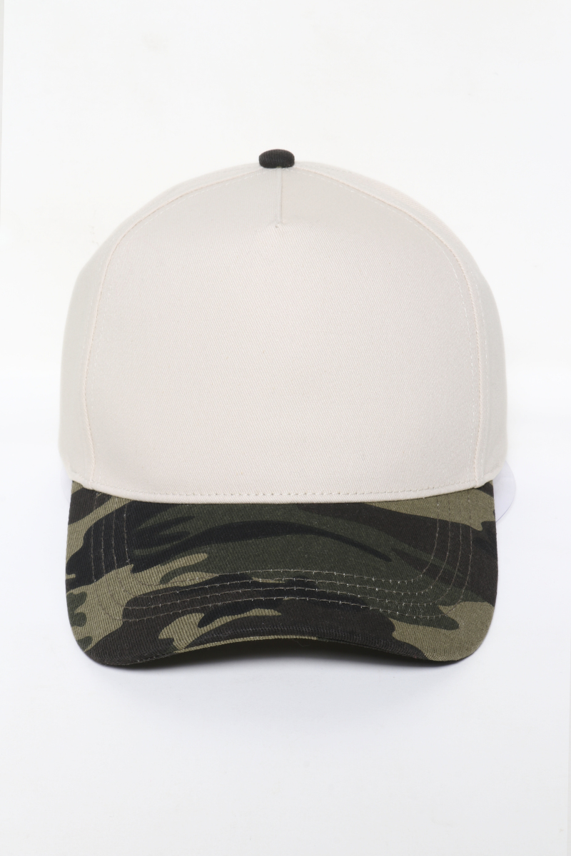 Camo Print Brim 5 Panel Caps