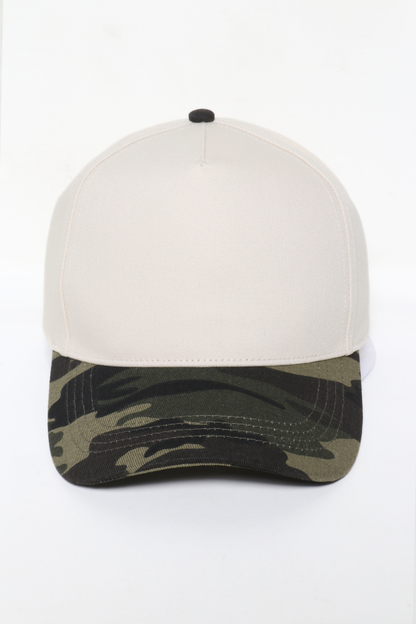 Camo Print Brim 5 Panel Caps